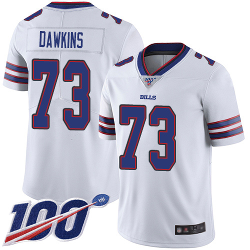 Men Buffalo Bills #73 Dion Dawkins White Vapor Untouchable Limited Player 100th Season NFL Jersey->buffalo bills->NFL Jersey